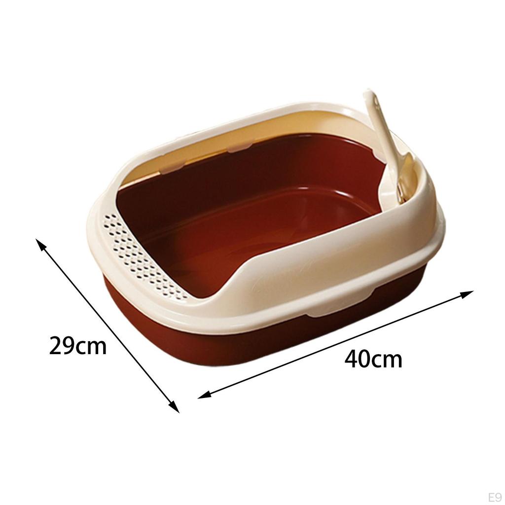 Cat Anti Splashing Kitten Potty Toilet Semi Enclosed High Sided Sandbox Bedpan for Indoor Cats,