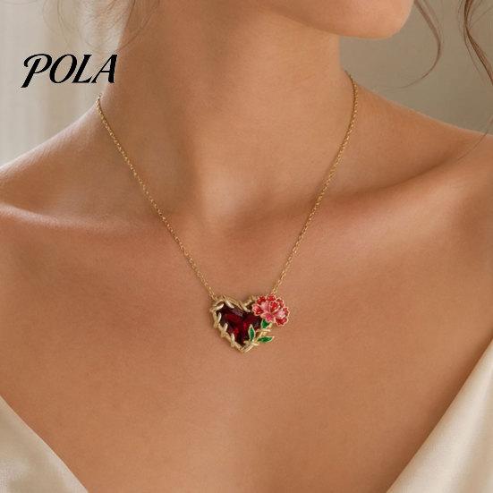 Elegant Birth Flower Jewelry Birthstone Heart Necklace, Stone And Pendant Jan To Stylish Lightweight Dec Floral Birthday Gift for Mom Wife Girlfriend