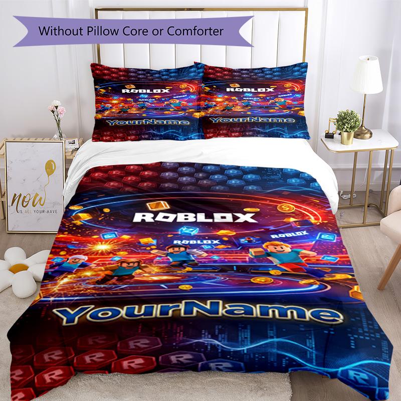 Roblox 342 Customize Your Name Bedding Set Breathable Duvet Cover with Pillowcases Home Decoration Birthday Gift