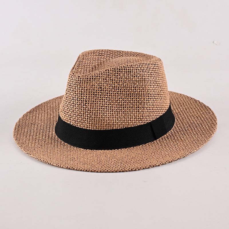 Spring and summer new top hat fashion casual jazz hat outdoor travel sun protection sunshade straw hat seaside couple sun hat