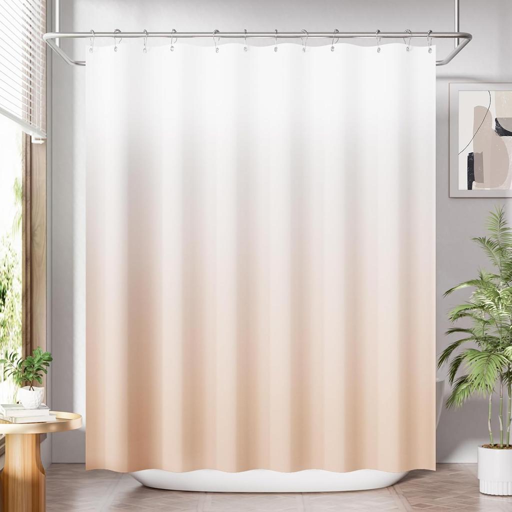 Shower Curtain Blue,Washable Cloth Ombre urtain Hooks, Rustic Waterproof Dark Sea Blue Farmhouse Shower Curtains for Bathroom