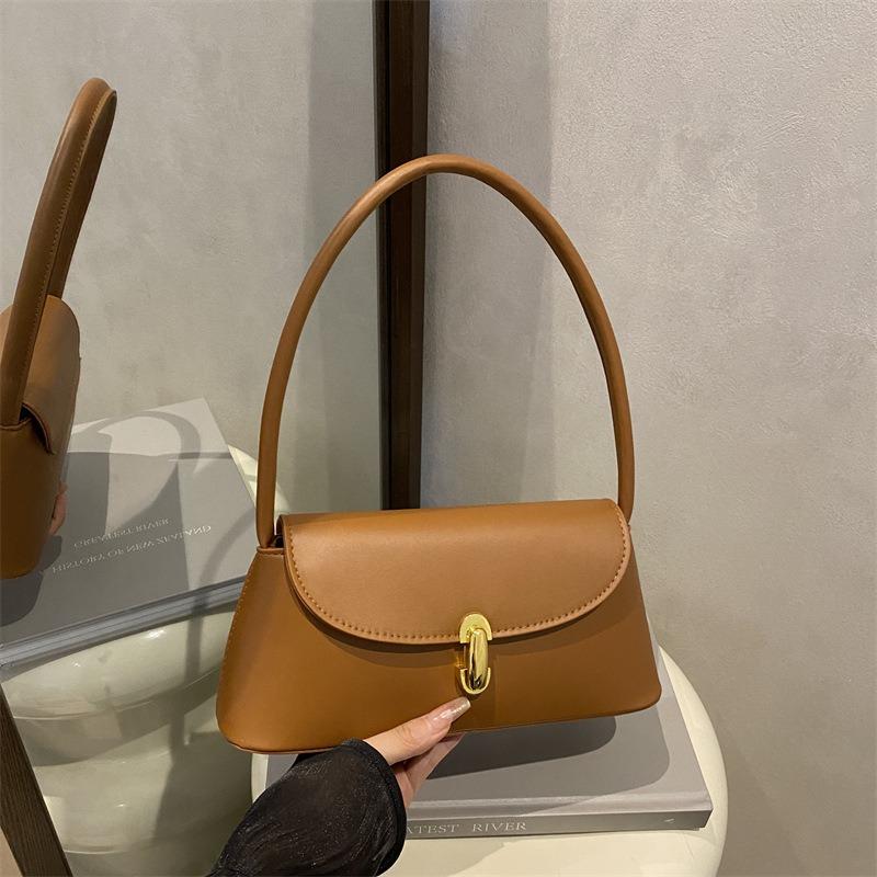 

Niche retro simple underarm bag new fashion bag quality versatile shoulder bag tote bag коричневий