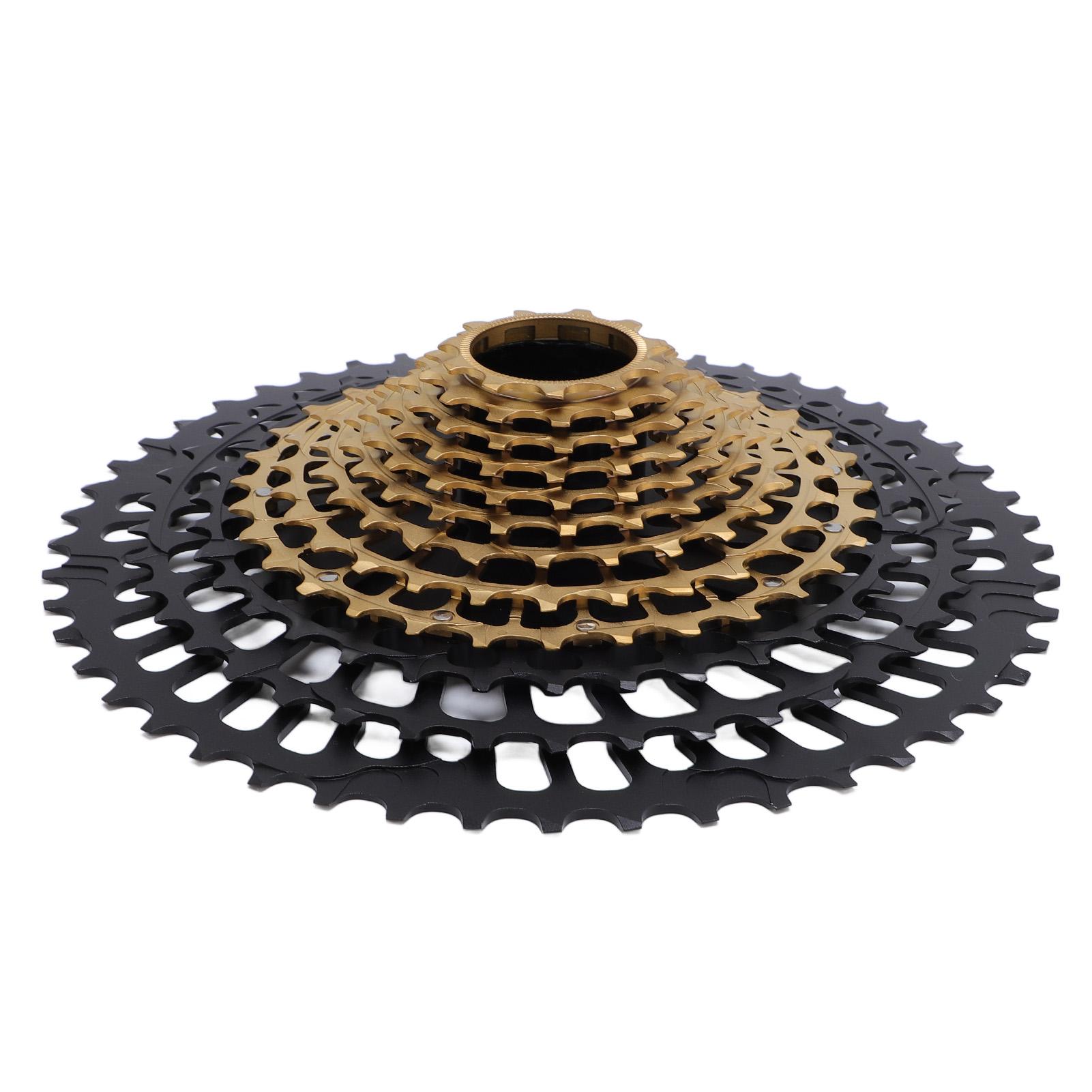 12 Speed Bicycle Cassette 11 to 50T Aluminum Steel Lightweight Bike Cassette Sprocket for Mountain Bikes Black Gold
