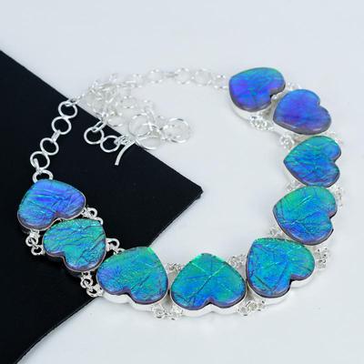Pietra Preziosa Opale Triplet Australiano Fatto a Mano Argento Sterling 925 Elettroformato Collana, Opale Triplet Australiano Cuore Argento Per Moglie Collana Unisex