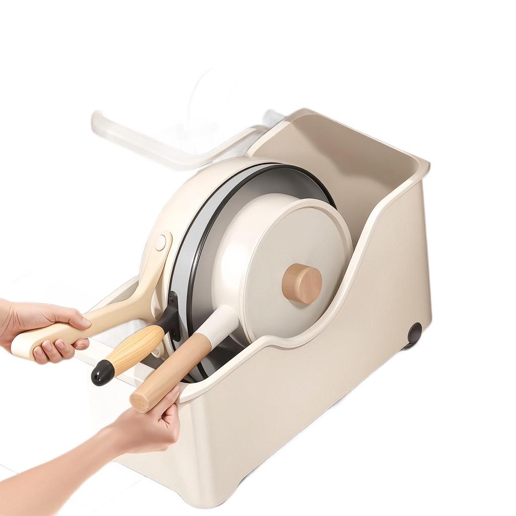 Rolling Kitchen Organizer: Pot & Lid Holder, Spice Rack, Countertop & Cabinet Storage Box