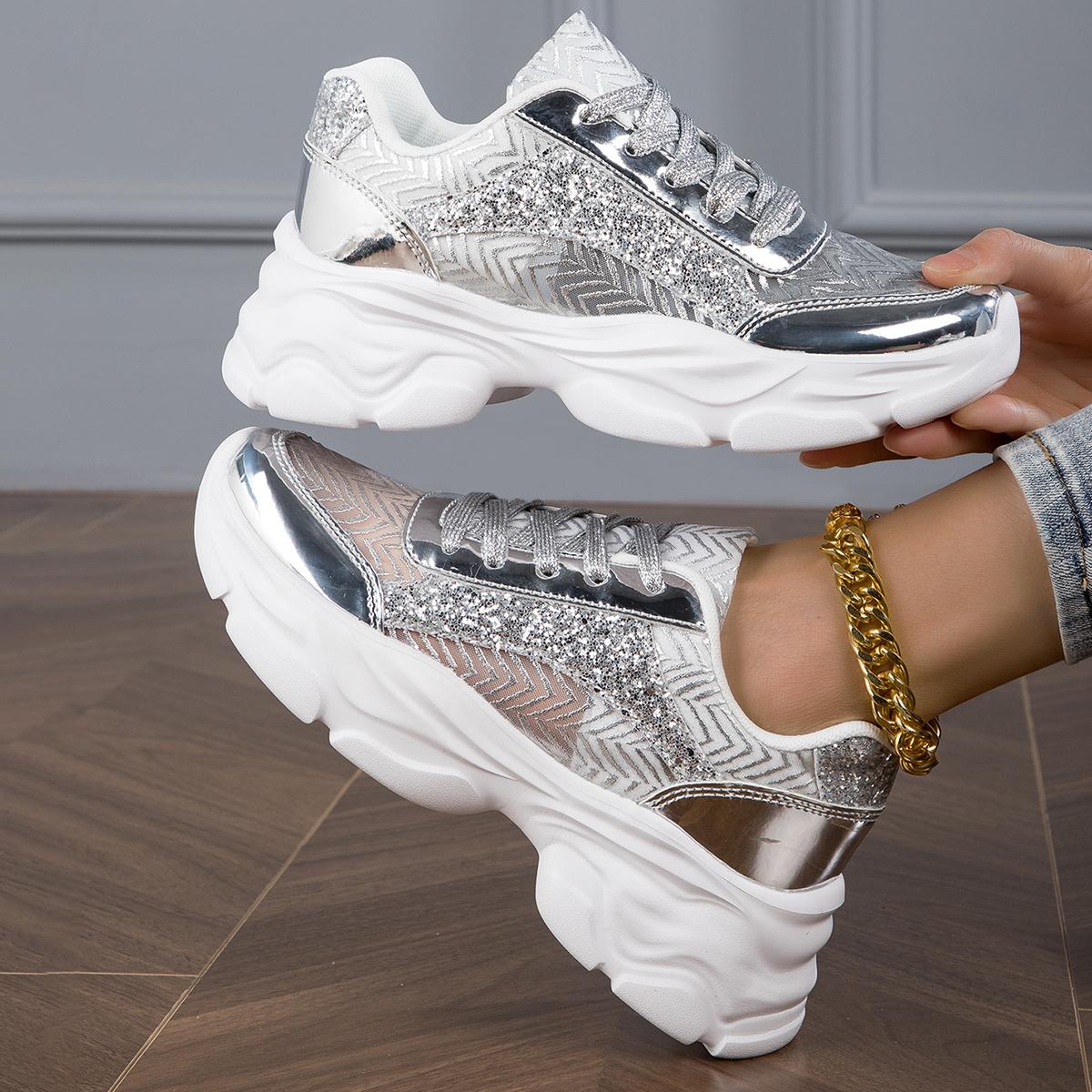 TBloevwlh Glitzer Sneaker Damen Silber Pailletten Halbhoch Damenboots Party Factory Schuhe Für Und Herren Designer Turnschuhe Karneval Plateau Funkelnde Bling Shiny Dressy Bedazzled Hochzeits Walking