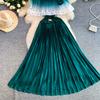 Elegant Gradient Shiny Pleated Dress Cape Shoulder Pearl Beads 3D Floral Applique Scalloped Waist Belt A Line Midi Dress