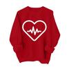 Sudadera informal a la moda para mujer, manga larga, estampado de corazón para San Valentín