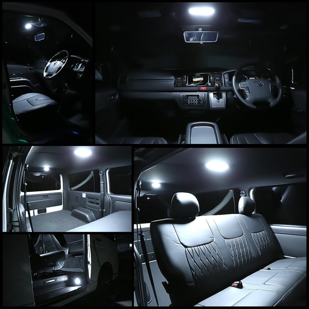 200 Series Hiace Super GL and 8th Generation LED Room Lamp Kit with License Plate Lamp 4th, 5th, 6th, 7th, (White)