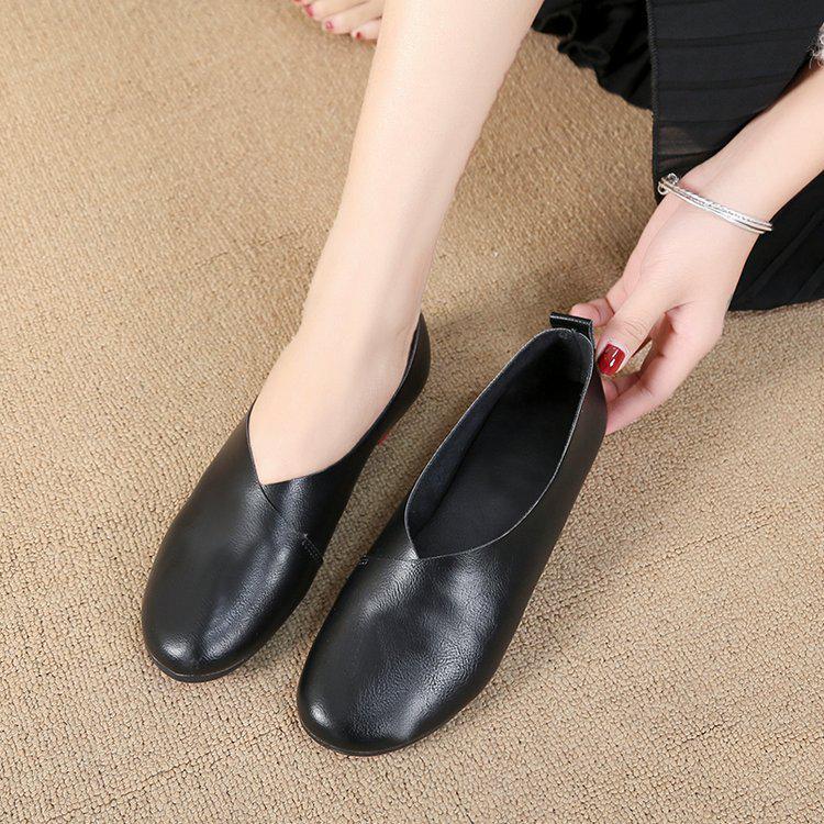 Vintage Handgemachte Schuhe Leder Ballerinas Damenschuhe Flacher Einstieg Freizeit Mode Damenschuhe Große Größen