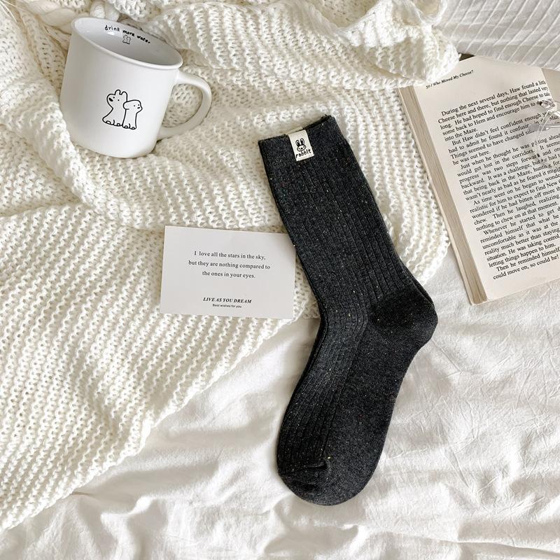 Autumn And Winter Socks Women S Korean Ideas Gauze Label Rabbit Cute Medium Tube Socks Stacking Socks Children S Socks One size