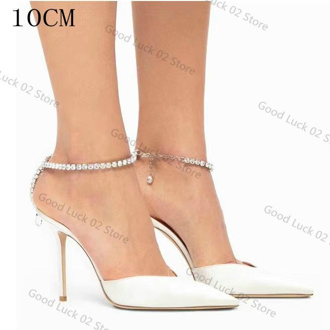 

Fashion 2025 High Heels Women s Baotou Stiletto Heel Summer New Style Mid-heel Fashion Sandals Back Empty Pointed Toe Pumps 34