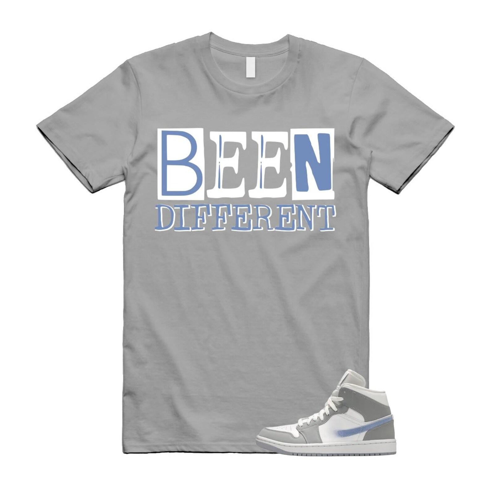 1 Wolf Grey Aluminum Blue White Mid T Shirt Match BEEN L