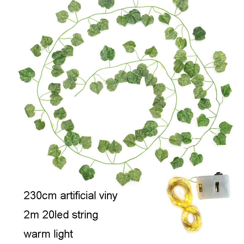 

2 м 20 светодиодных гирлянд из искусственного плюща, зеленый лист, виноградная лоза, волшебные огни, домашняя декоративная гирлянда, лампа на Рождество, декор для гостиной 5