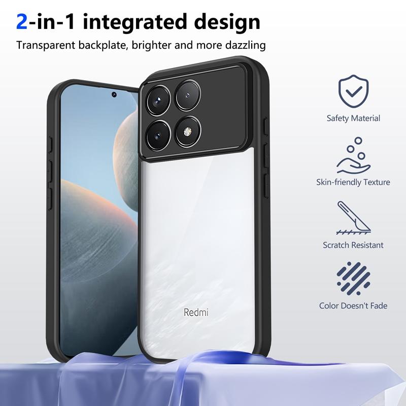 Transparent Silicone Case For Xiaomi Poco F6 Pro F6pro pocoF6 Pro PC Back TPU Bumper Shockproof Clear Phone Cases Cover