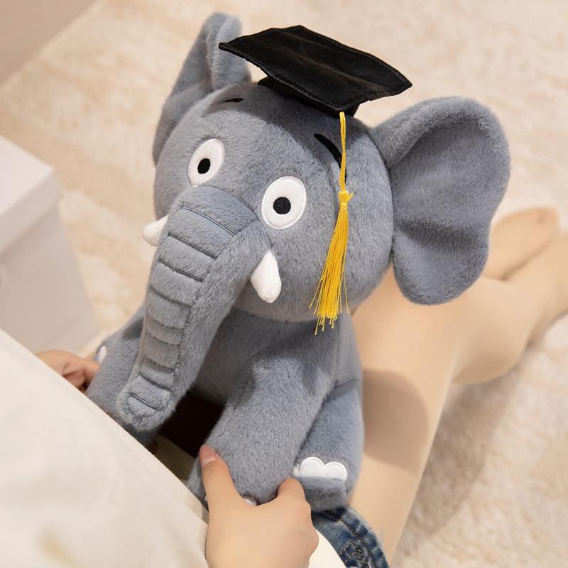 2025Cm Graduation Doctor Elephant Plush Toy Stuffed Cartoon Animal Bachelor University Classmate Souvenir Gift