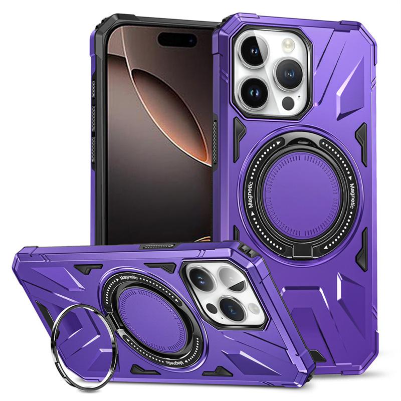 For Magsafe Shockproof Armor Ring Holder Phone Case For IPhone 16 15 14 13 12 11 Pro Max Plus Magnetic Wireless Charging Cover
