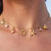 New Surfer Girl Necklace Beach Jewelry Initial Necklace for Girlfriend Seashell Letter Choker Starfish Accessories