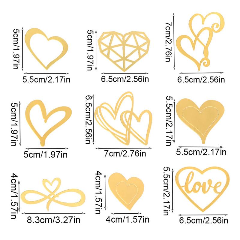 

9Pcs/set Acrylic Love Heart Cake Topper For Wedding Valentine s Day Cake DIY Decoration Ins Style Birthday Party Cupcake Topper