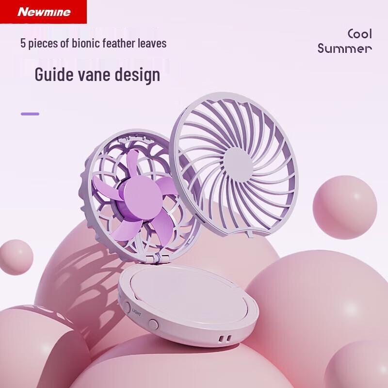Newman Portable Foldable Makeup Mirror Fan with Fill Light