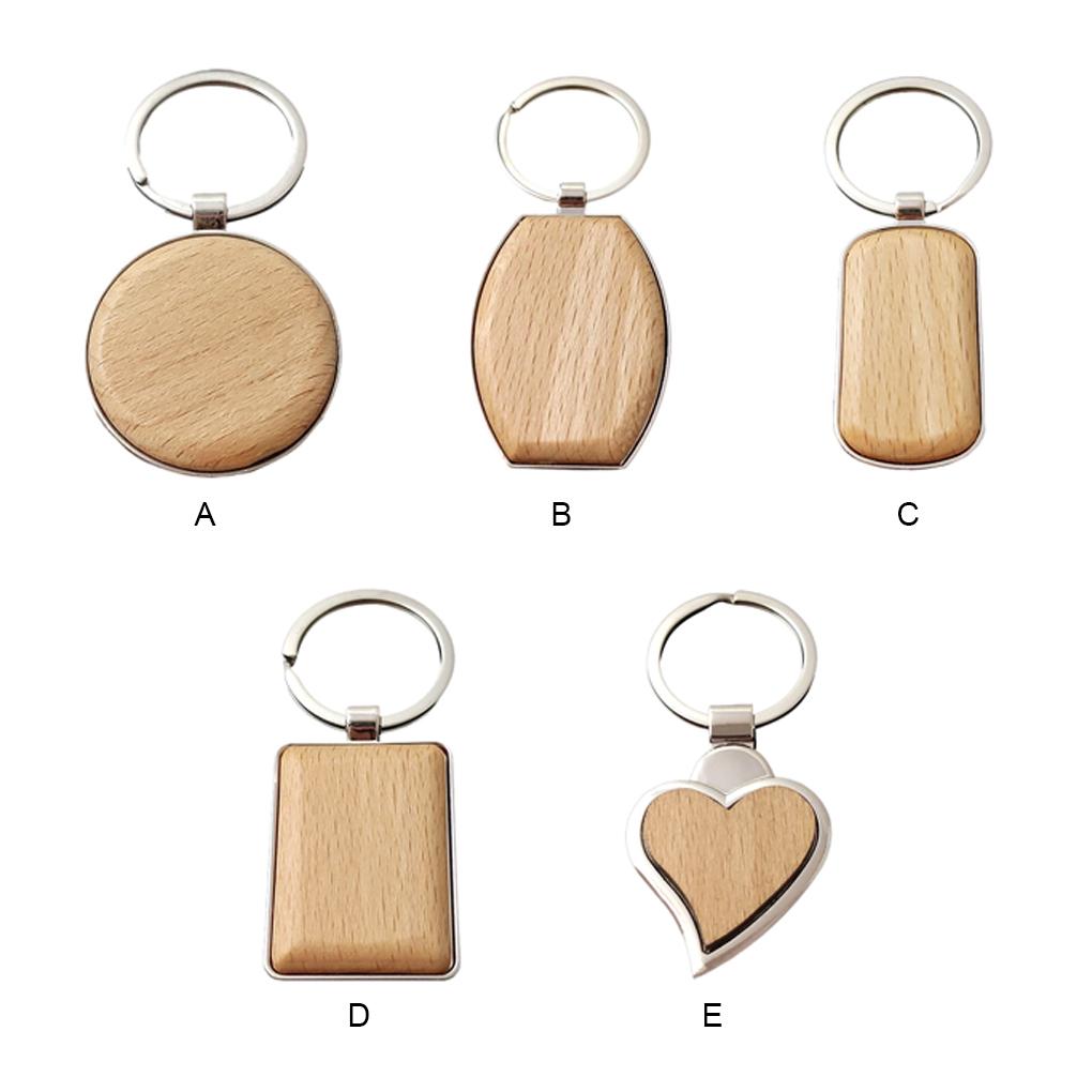 Keychain Ring Blank Wood Car Key Holder Portable Fashion Backpack Handbag Purse Keyrings Homemade DIY Handicraft