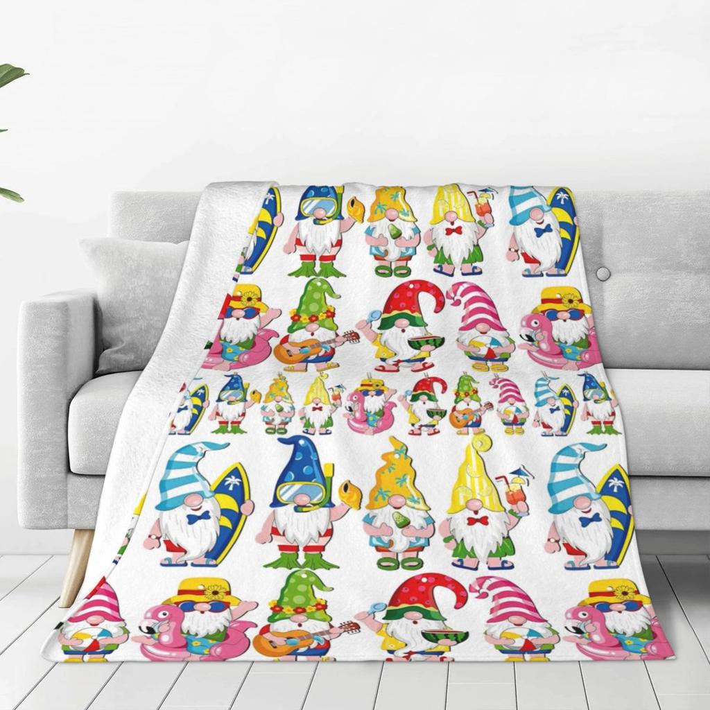 Custom Sofa Fleece Gnomes Merry Christmas Throw Blanket Warm Flannel Blankets For Bed Travel Couch Bedspreads