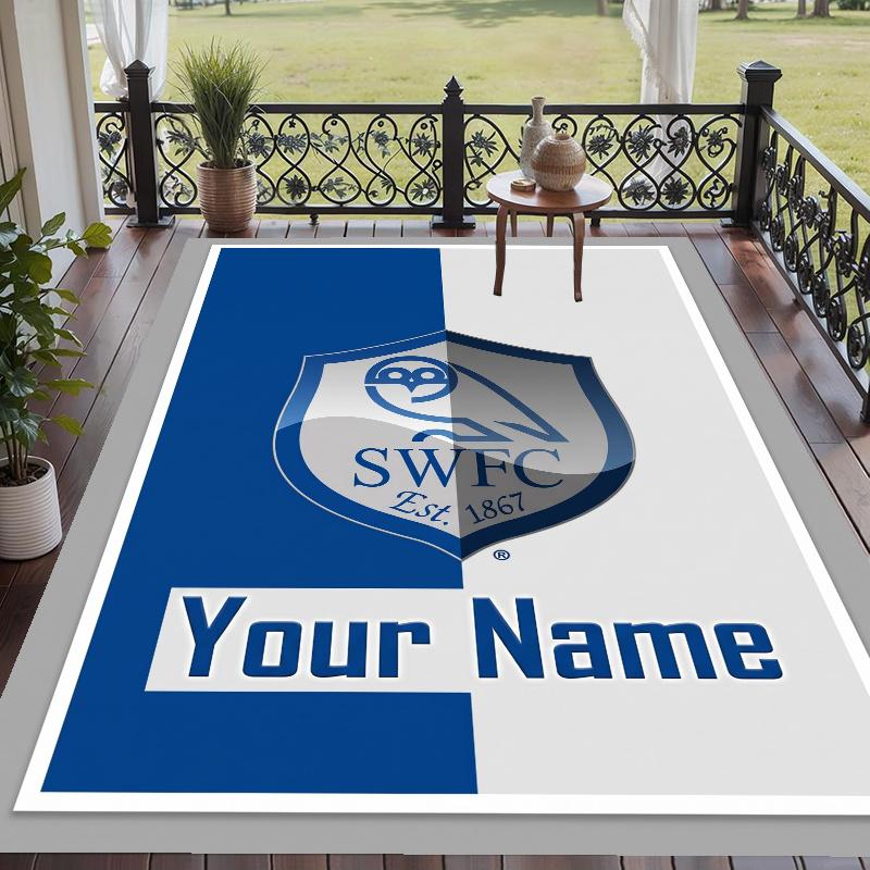 Custom Name Sheffield Wednesday Crystal Velvet Floor Rug Personalized Text Soft Carpet Home Decor