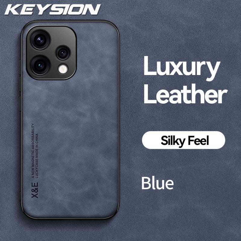 KEYSION Luxury Retro PU Leather Phone Case for OPPO Reno 15 Pro Max 5G Silicone+PC Shockproof Phone Cover for OPPO Reno15 F 5G