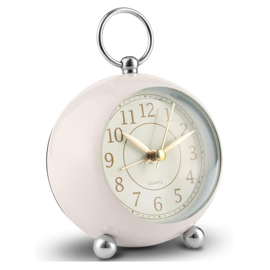 4.5inch Metal Alarm Clock Silent Non Ticking Bedside Clock Simple Loud Desk Clock for Heavy Sleeper