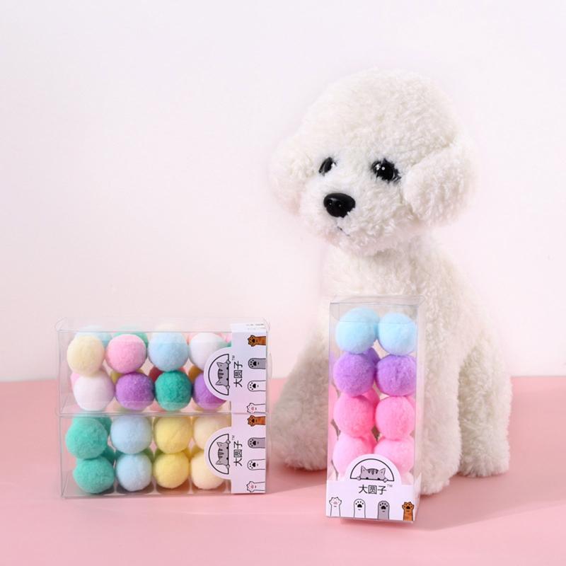 20x Small Pompoms for Cats to for Play Colorful DIY Craft and Art Supplies 3cm Soft Pom Pom Balls for Cats Lightweight