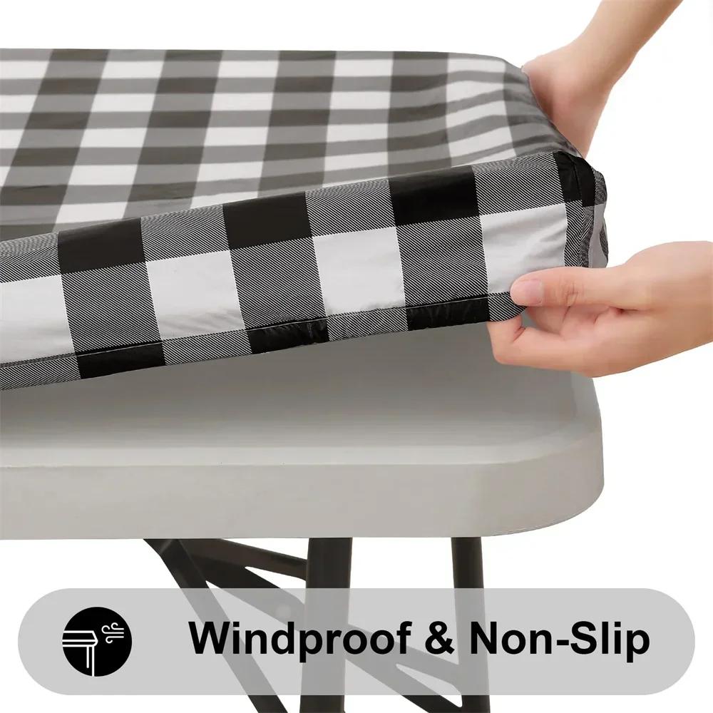 Tischdecke Elastisch Passend Vinyl Wasserdicht Tischdecke Flanellrückseite Rechteckig Tischabdeckung Klapptisch Abwischbar Outdoor