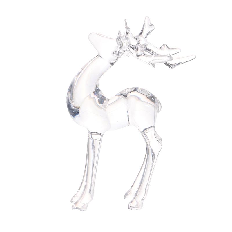 1Pc  Deer Figurines Desktop Ornament Transparent Elk Reindeer Sculpture