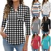 Women's Fashion Casual Lapel Short 3/4 Sleeve Print Shirt Women's Up Tops