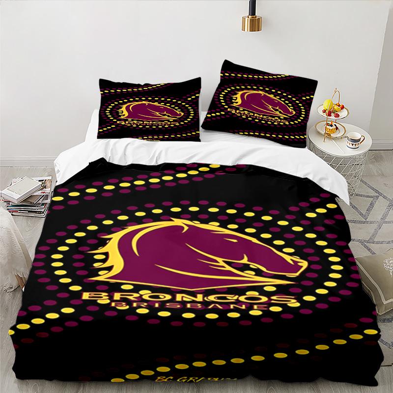 Brisbane Broncos 3PCS Bedding set,Ideal for 1pc Duvet Cover And 2pcs Pillowcases Perfect for Fan gift,Ideal for Bedroom, Dormitory