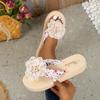 Womens Summer Retro Elegant Sandals Clip Toe Floral Embroidered Slingback Wedge Shoes Thin Sole Comfort Lightweight Sandals