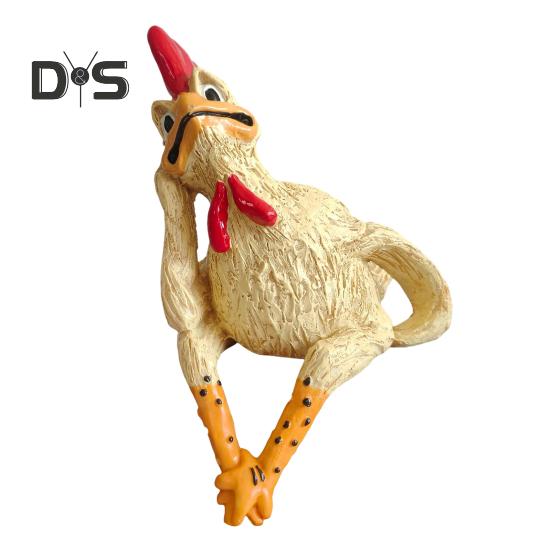 Sedící kuřátko figurka kreslená žlutá kuřecí soška socha pryskyřice slepice zvířecí model domácí kancelář police na knihy stolní dekorace ozdoba