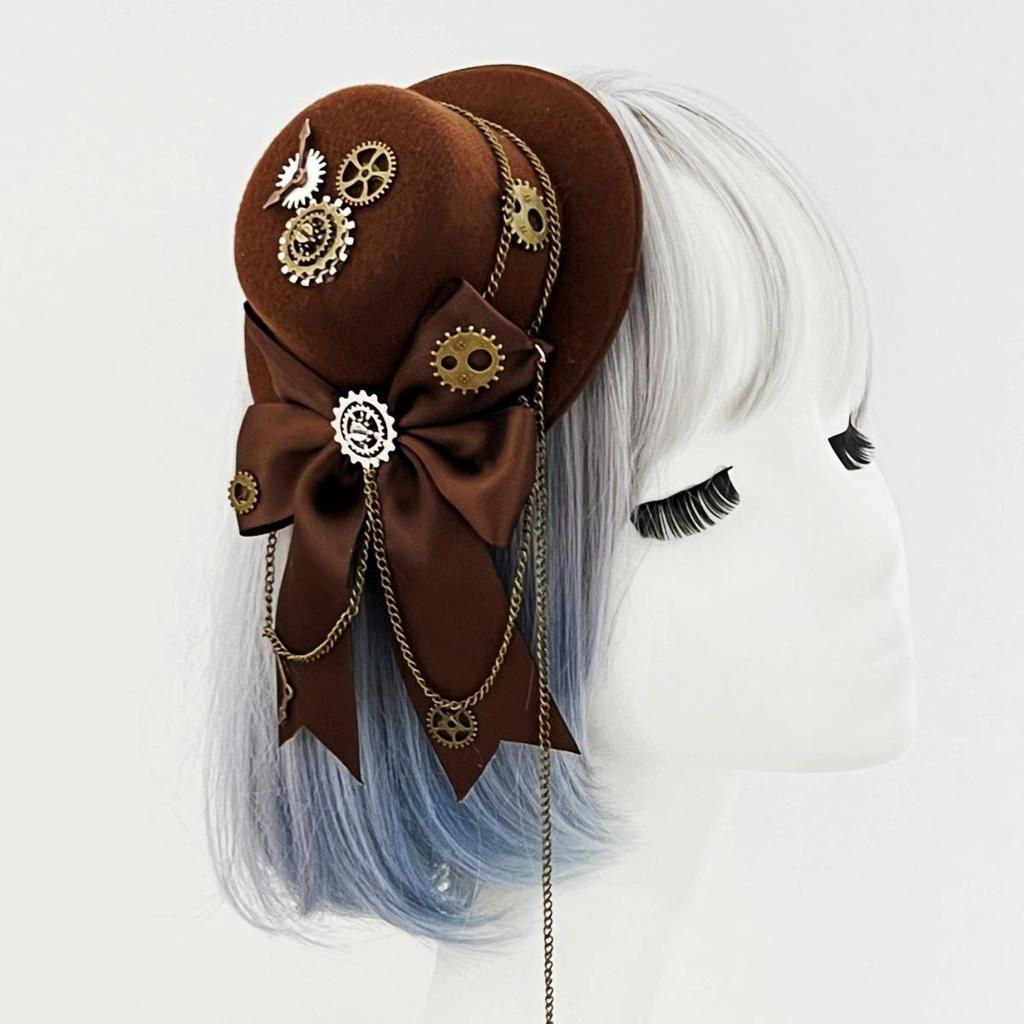 Pinza para el pelo con sombrero de copa de engranaje Steampunk