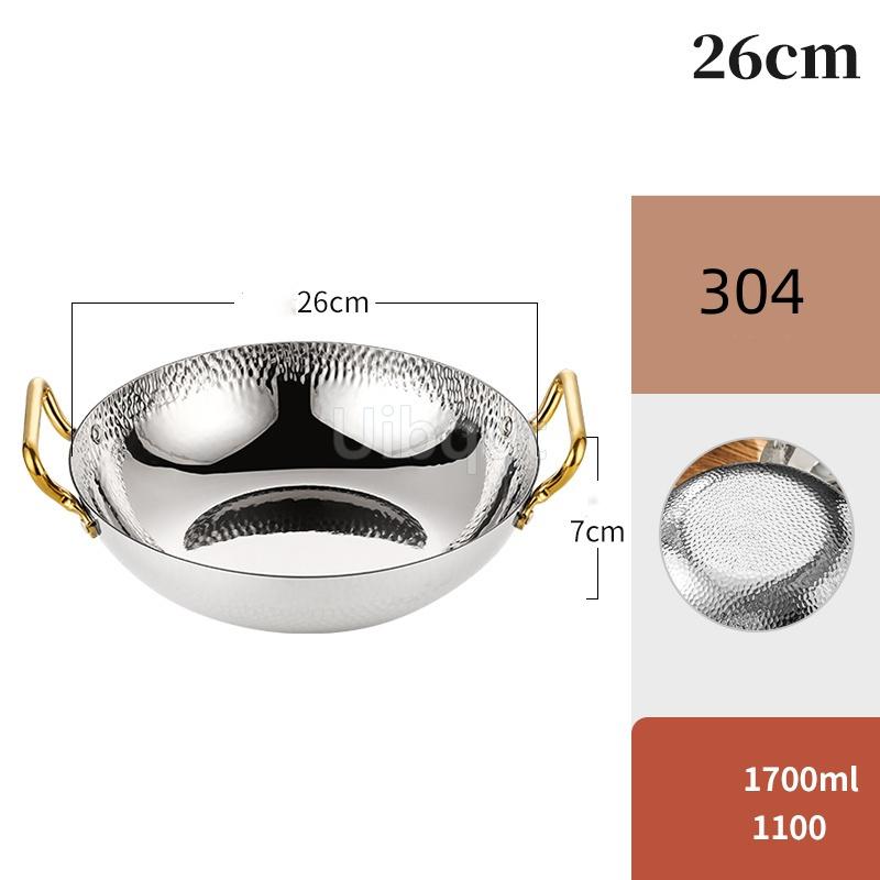 

304 stainless steel golden fish Double Ears Hot pot for induction Seafood Paella Pan cooker Cookware cooking pots and pans