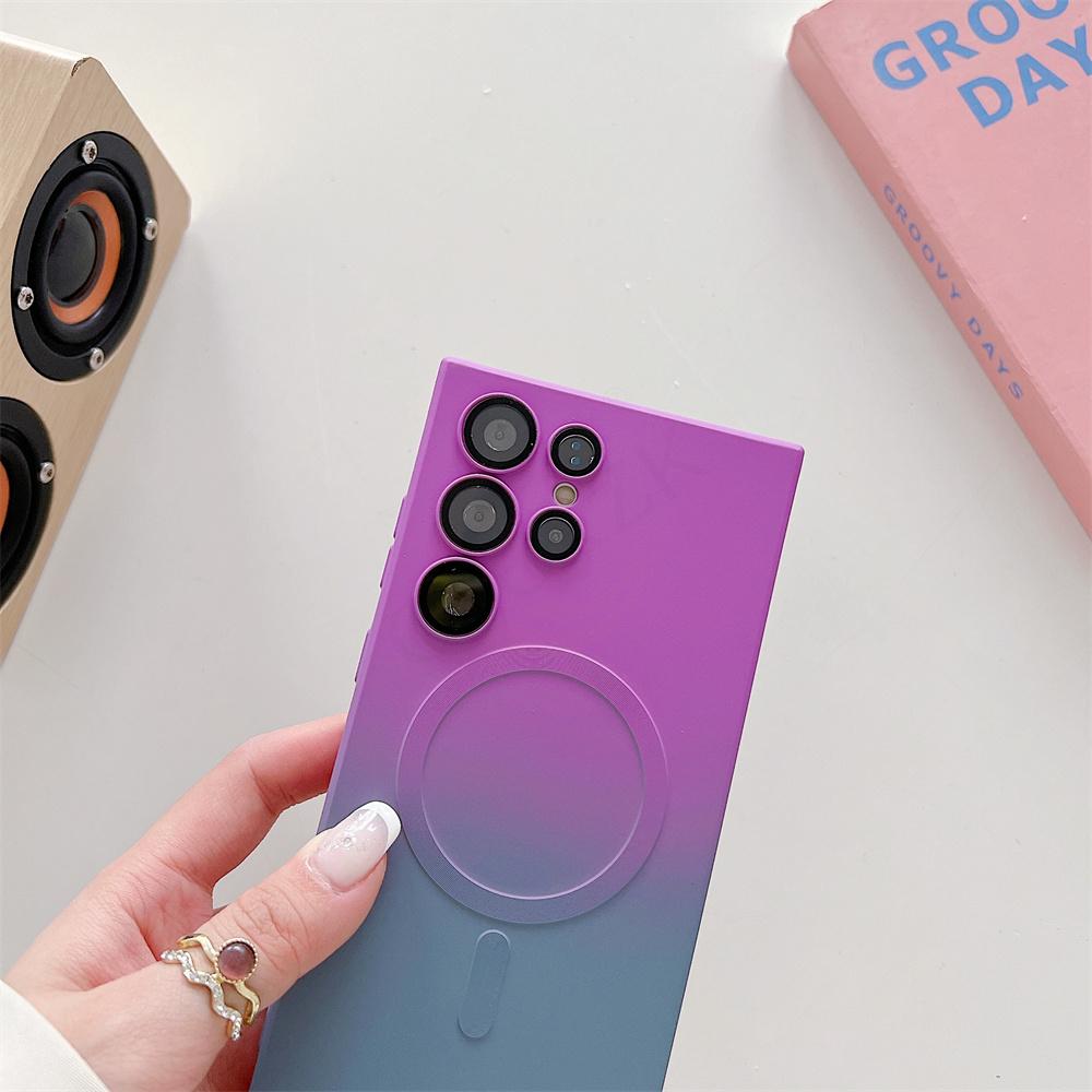 Crossbody Lanyard Cord Magsafe Case For Samsung S24 S23 S22 Ultra/iphone 15 14 13 12 11 Pro Max Gradient Matte Silicone Wireless Charging Back Cover