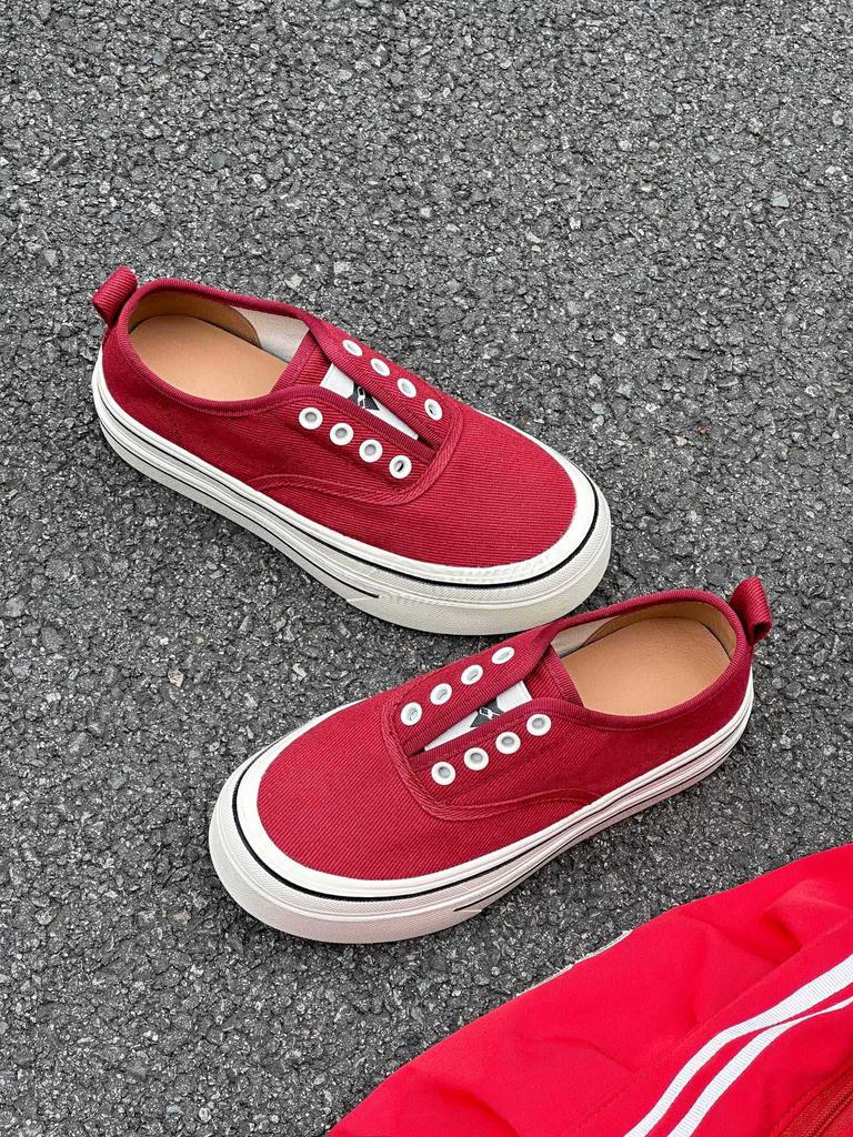 Leather one-pedal white shoes heightened platform casual canvas shoes women's 2025 spring and autumn new round head sports shoes