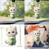 Surface Acrylic Flat Pendant With Cat Drinking Milk Tea Design For Car Interior