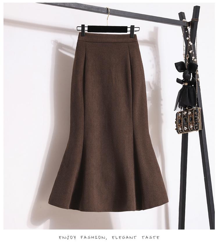 Женская юбка-миди А-силуэта рыбий хвост с высокой талией и флисом XL (120-140 Jin) gray