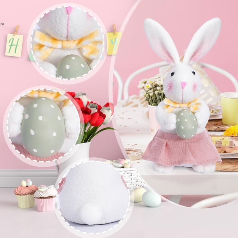 Decorazioni Coniglio Giorno di Pasqua con Uova, Bambola Gnomo Peluche Fatta a Mano Ornamento da Scrivania Regalo per Giorno di Pasqua per Bambino Adulto