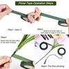 Floral Art Tape 1.2cm * 30yard Green Paper Tape Handmade DIY Floral Making Colored Flower Stem Tape Artificial Flowers Branch