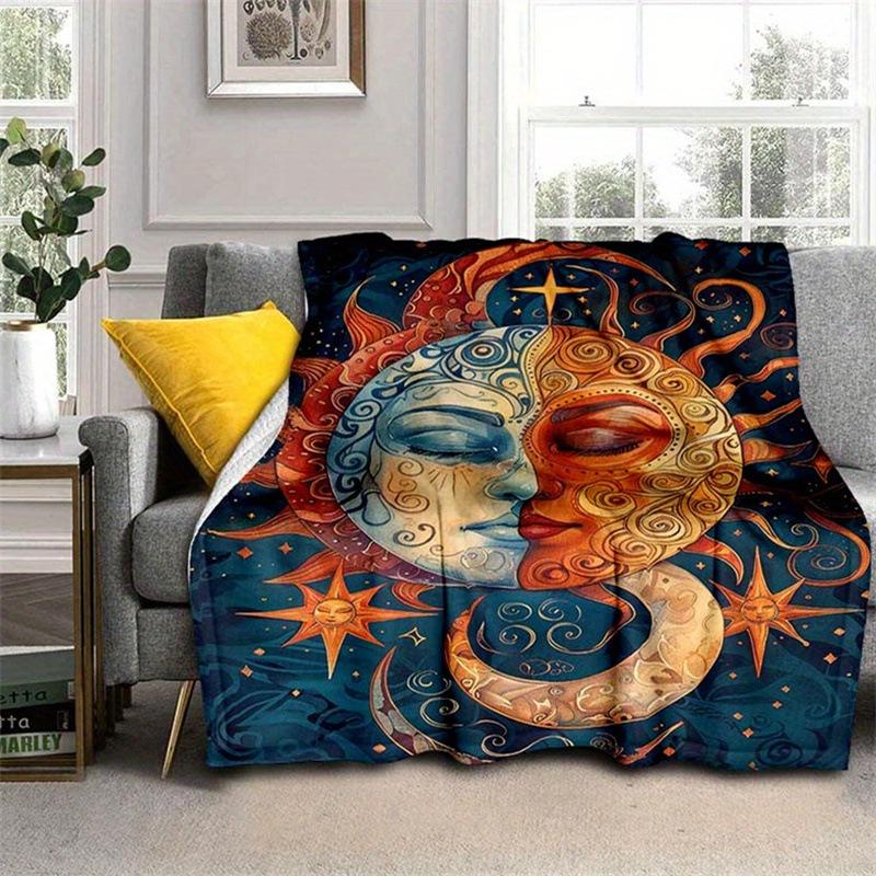 Dream Sun Moon Blanket Bohemian Home Bedroom Decor Blanket Flannel Blanket