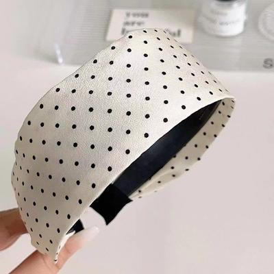 Retro Polka Dot Wide Edge Headband Wide-Edge Retro Style Polka Dot Headband Black White Hair Hoop Hair Accessories