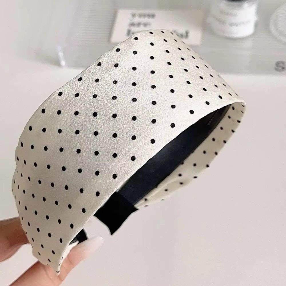 Retro Polka Dot Wide Edge Headband Wide-Edge Retro Style Polka Dot Headband Black White Hair Hoop Hair Accessories