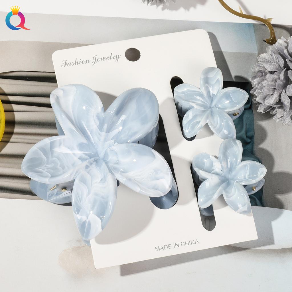 3pcs Vacation Egg Flower Hair Claw 2 Size Women Girls Ponytail Hairpins Bath Beach Hair Crab Clip Headwear Accessories