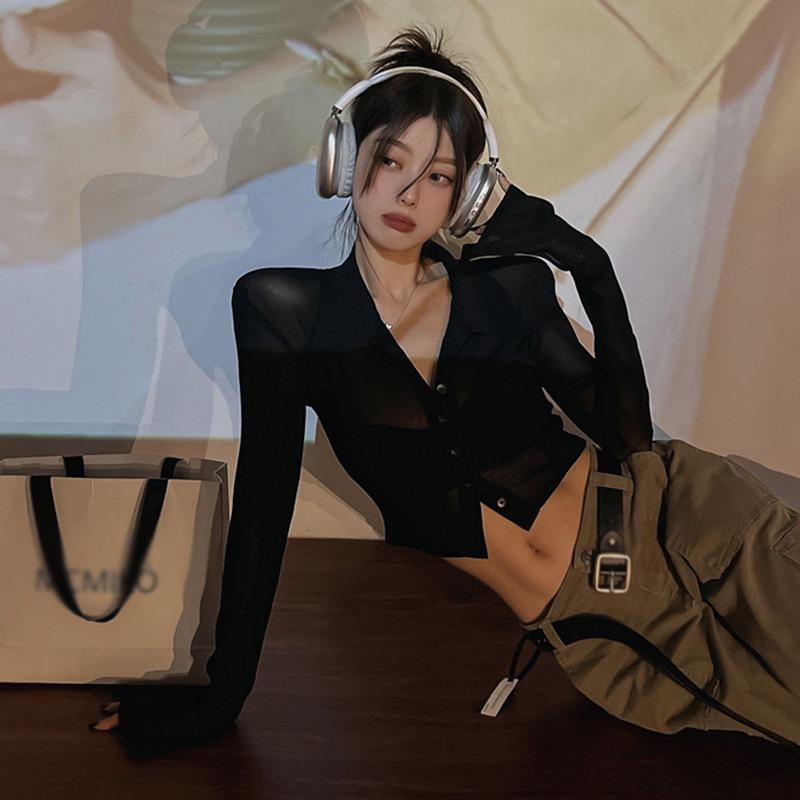 Women's Sunscreen Shirt Women's Shirt Short Style Design Sense Mesh