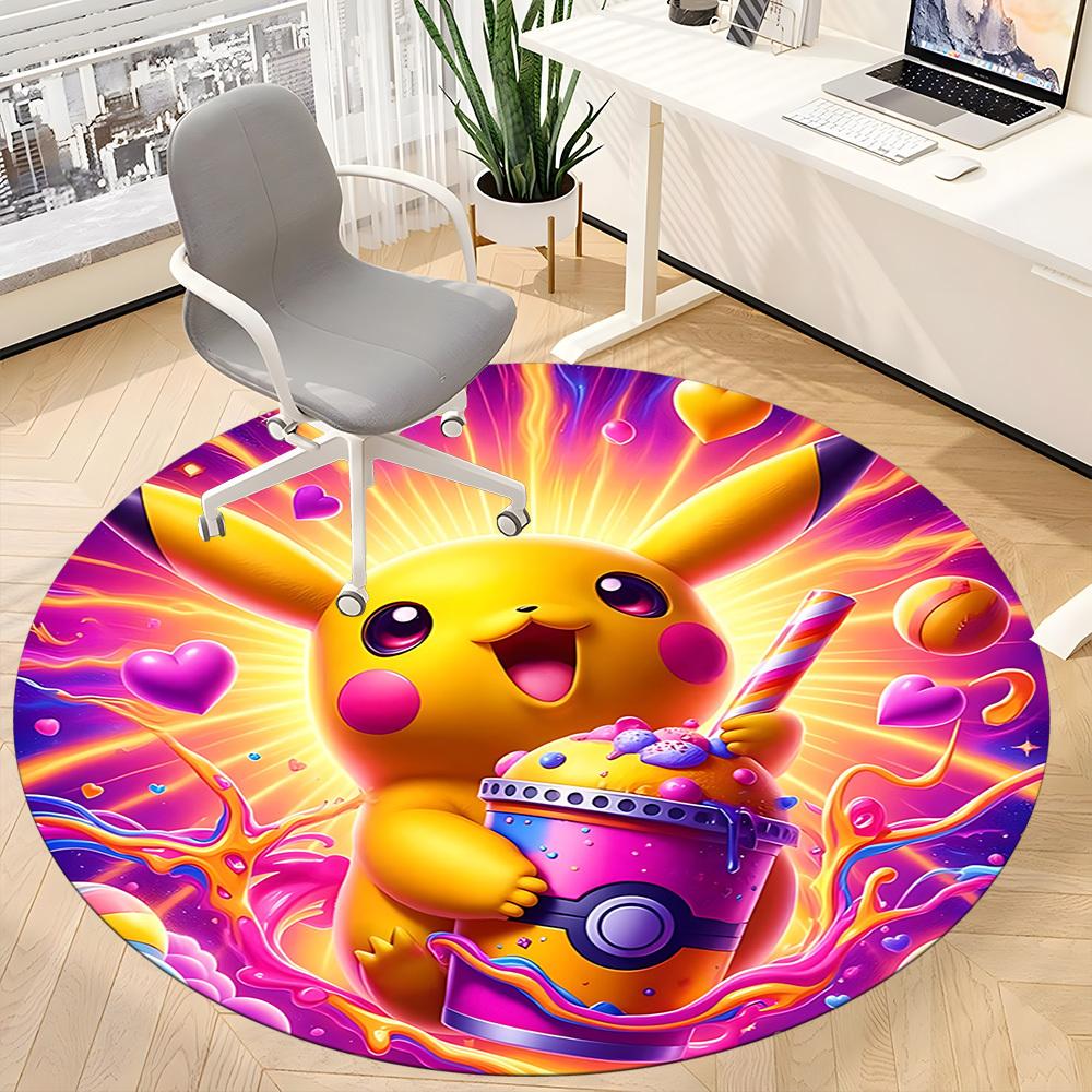 1pc Pikachu, Pokémon Chair Carpet for Office Non-Slip,Machine Washable Rug for Office, Room - Holiday Decor - Machine Made yy251017294
